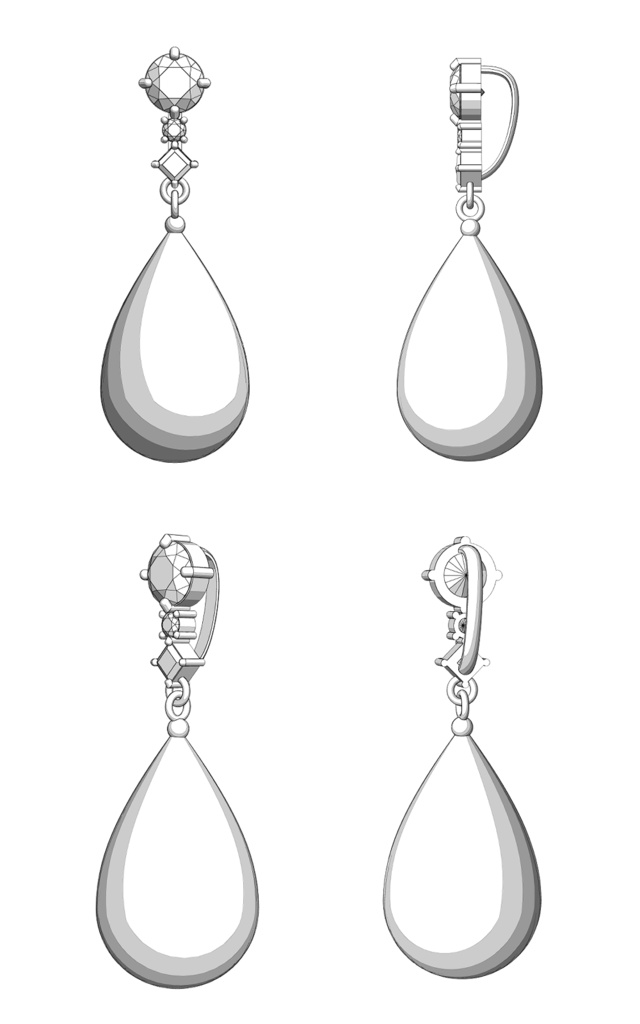 【3Dモデルデータ】ペンダント6 : 真珠のペンダント兼ピアス【3D model pearlpendant and earrings】