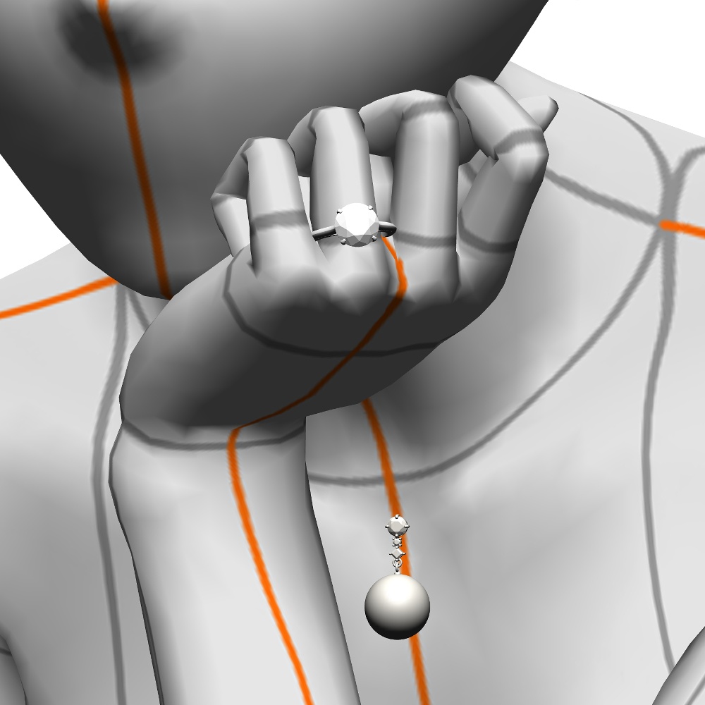 【3Dモデルデータ】ペンダント6 : 真珠のペンダント兼ピアス【3D model pearlpendant and earrings】