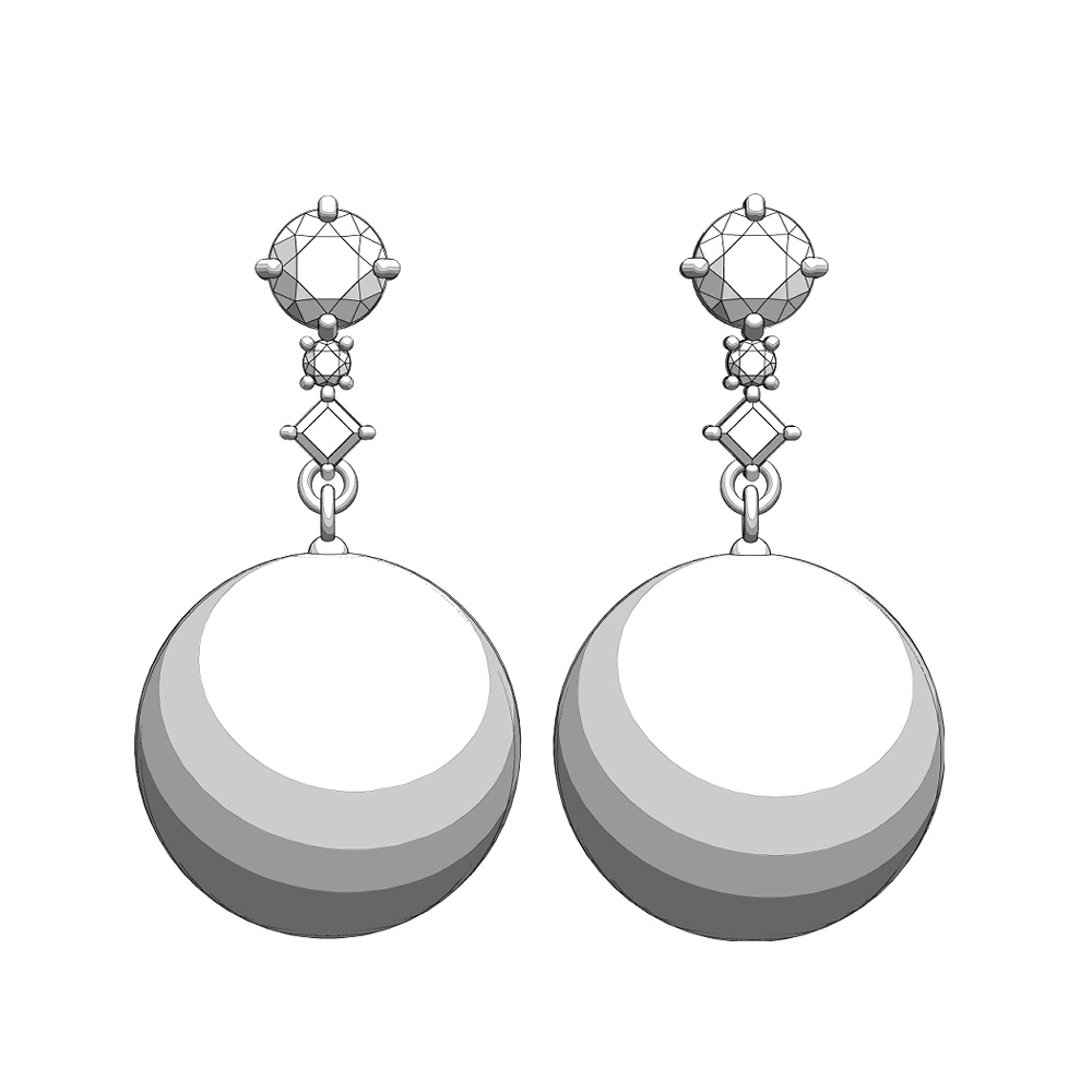 【3Dモデルデータ】ペンダント6 : 真珠のペンダント兼ピアス【3D model pearlpendant and earrings】