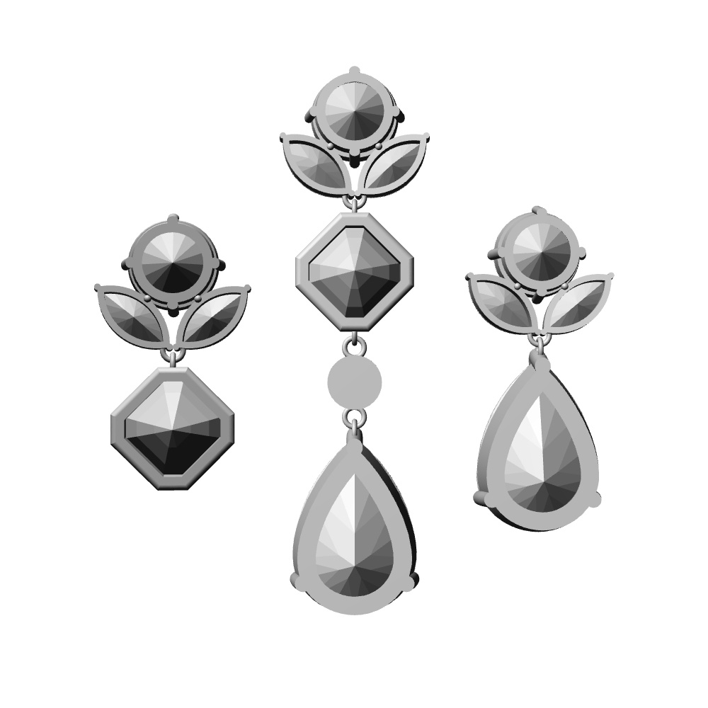 【3Dモデルデータ】ペンダント7 : ペンダント兼用ピアス(各3種)【3D model pendant7】