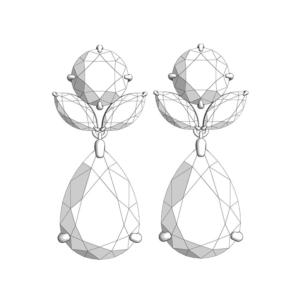 【3Dモデルデータ】ペンダント7 : ペンダント兼用ピアス(各3種)【3D model pendant7】