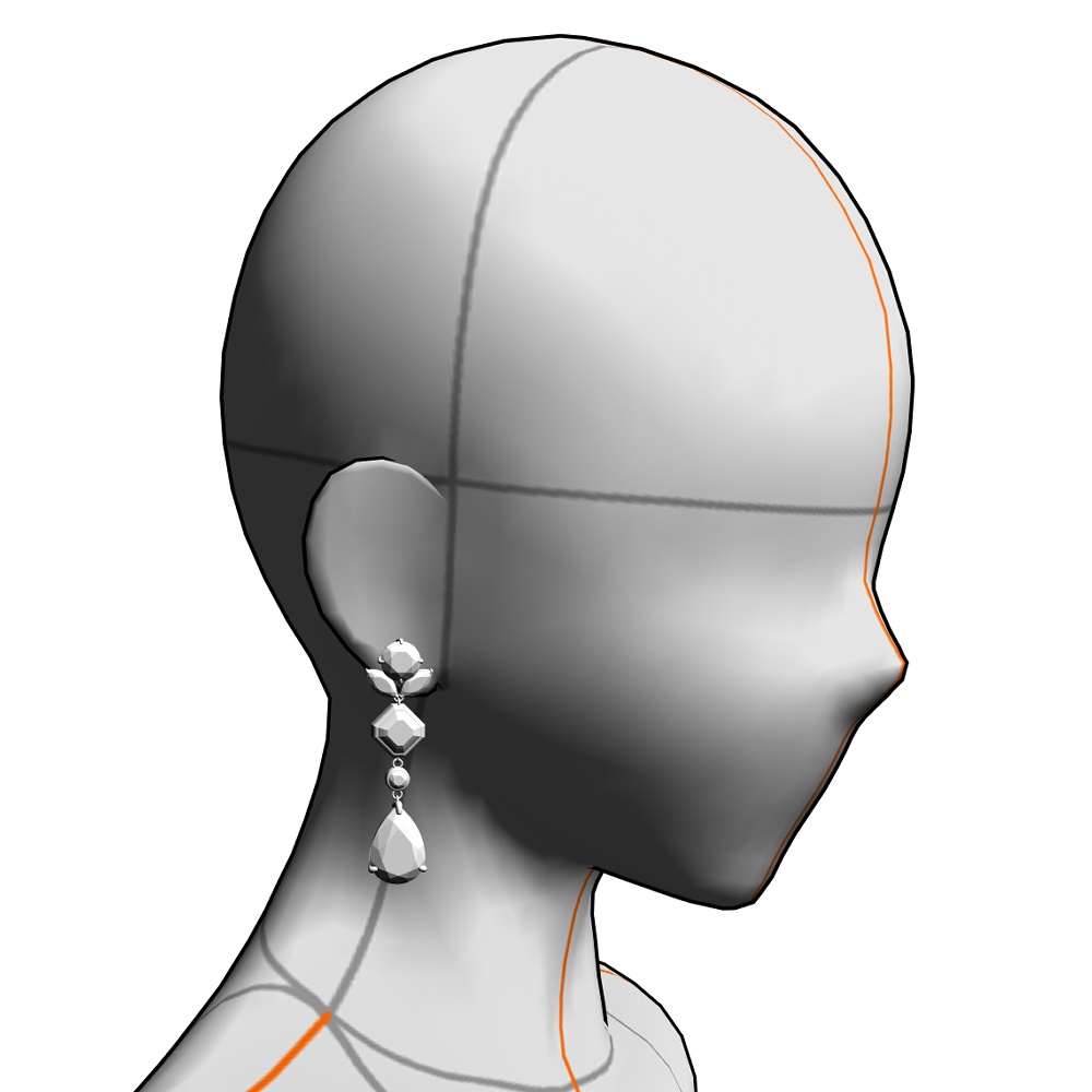 【3Dモデルデータ】ペンダント7 : ペンダント兼用ピアス(各3種)【3D model pendant7】