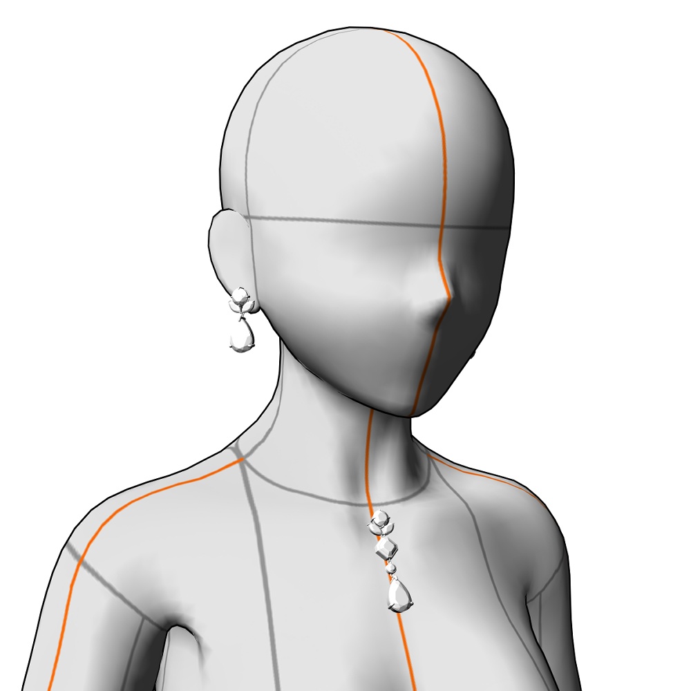 【3Dモデルデータ】ペンダント7 : ペンダント兼用ピアス(各3種)【3D model pendant7】