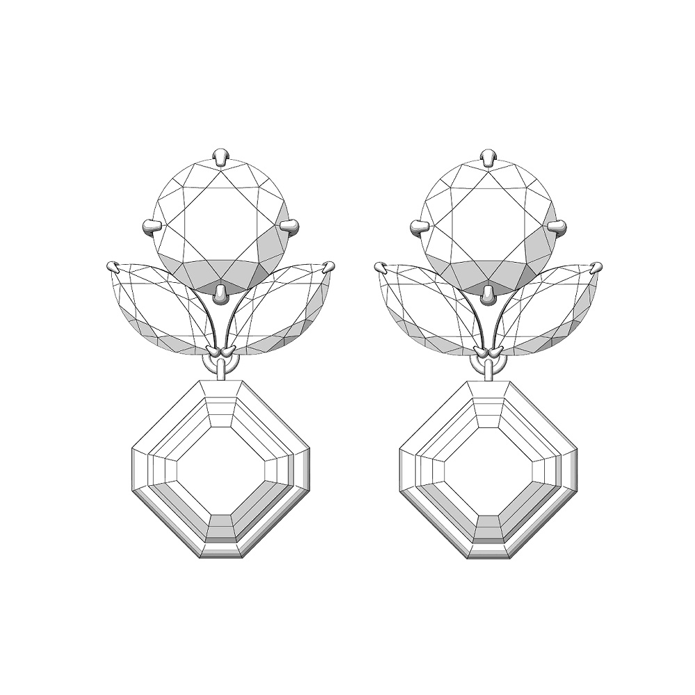 【3Dモデルデータ】ペンダント7 : ペンダント兼用ピアス(各3種)【3D model pendant7】