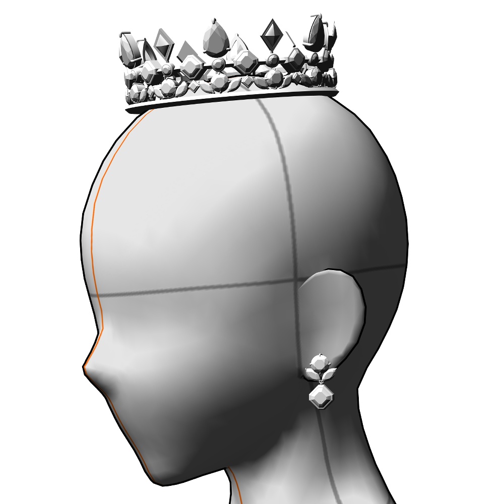 【3Dモデルデータ】ペンダント7 : ペンダント兼用ピアス(各3種)【3D model pendant7】