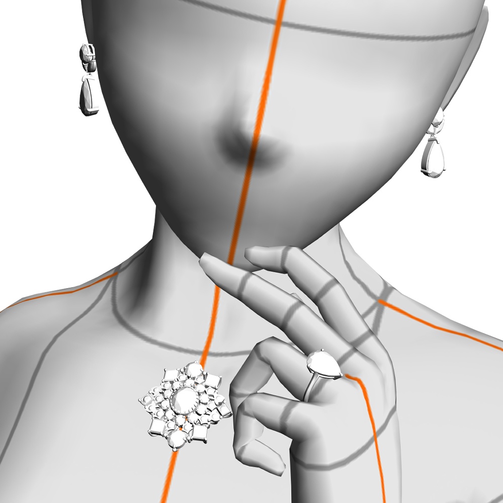 【3Dモデルデータ】ペンダント7 : ペンダント兼用ピアス(各3種)【3D model pendant7】