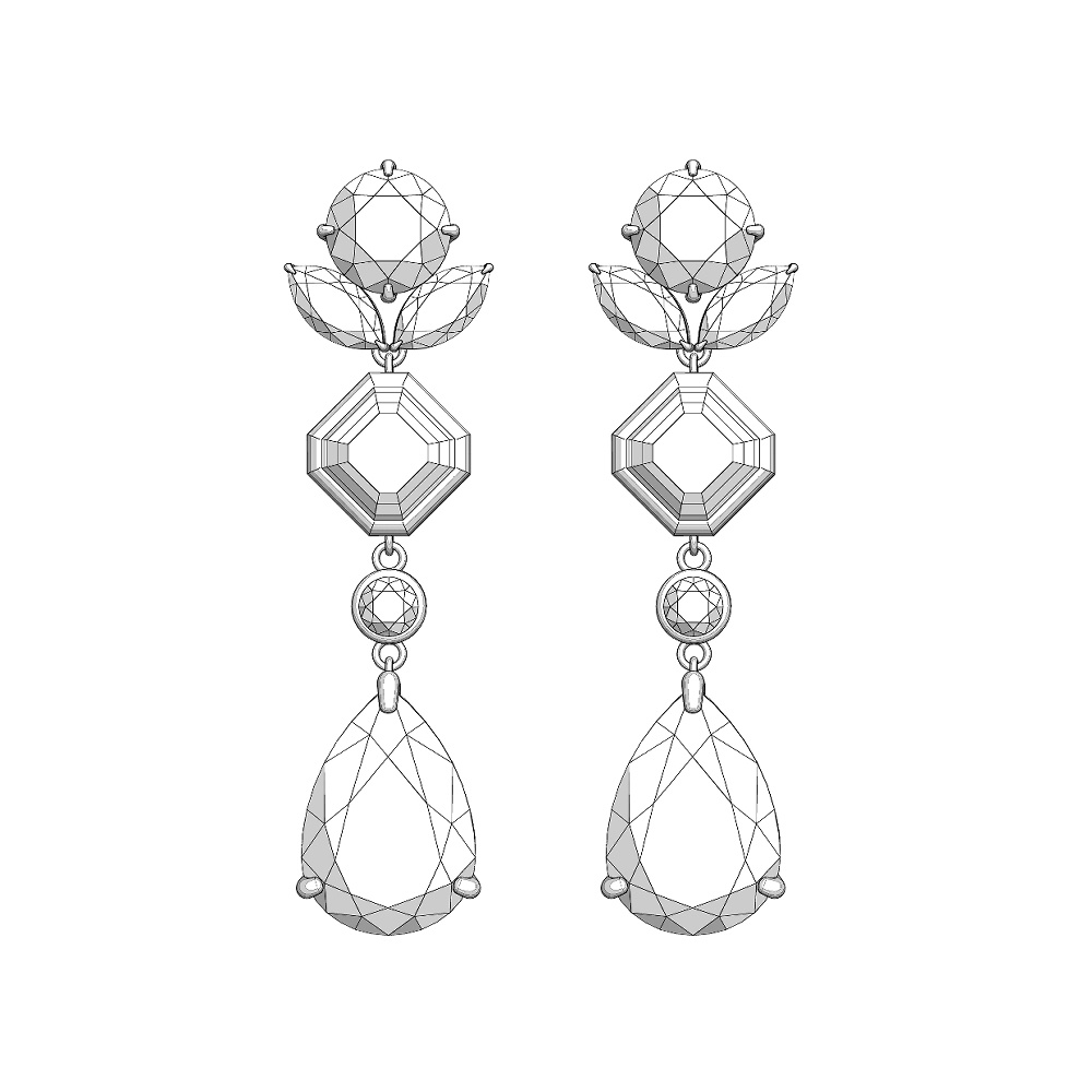 【3Dモデルデータ】ペンダント7 : ペンダント兼用ピアス(各3種)【3D model pendant7】