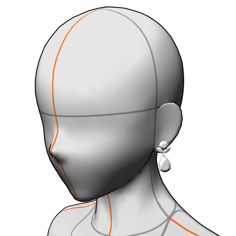 【3Dモデルデータ】ペンダント7 : ペンダント兼用ピアス(各3種)【3D model pendant7】