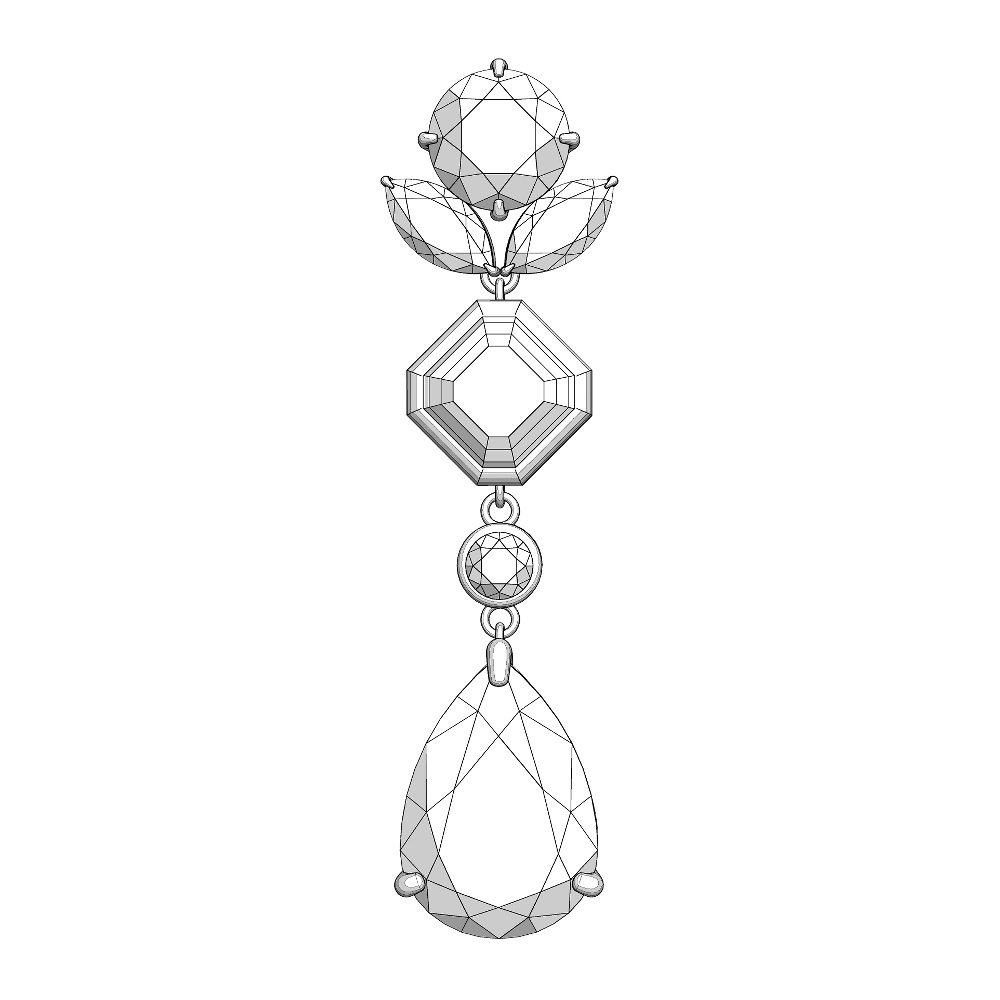 【3Dモデルデータ】ペンダント7 : ペンダント兼用ピアス(各3種)【3D model pendant7】