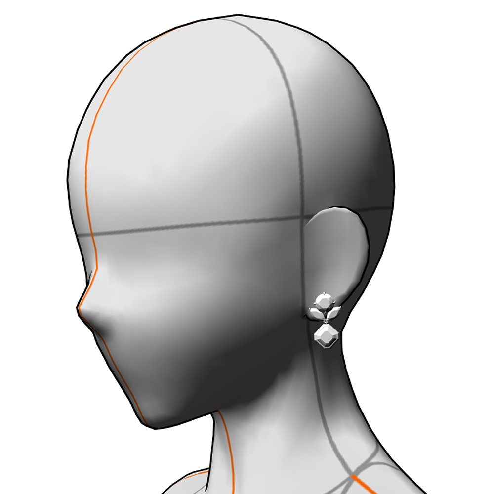 【3Dモデルデータ】ペンダント7 : ペンダント兼用ピアス(各3種)【3D model pendant7】