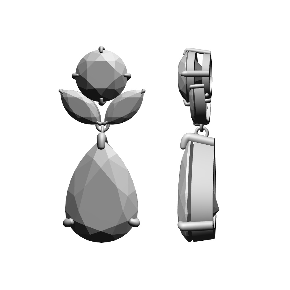 【3Dモデルデータ】ペンダント7 : ペンダント兼用ピアス(各3種)【3D model pendant7】