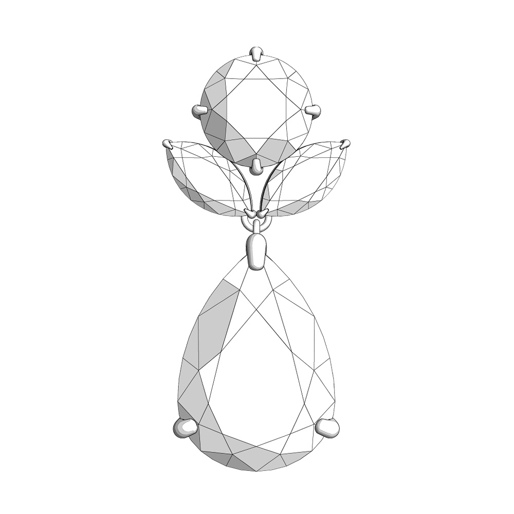 【3Dモデルデータ】ペンダント7 : ペンダント兼用ピアス(各3種)【3D model pendant7】