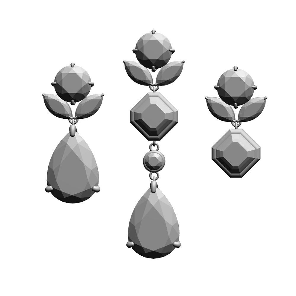 【3Dモデルデータ】ペンダント7 : ペンダント兼用ピアス（各3種）【3D model pendant7】