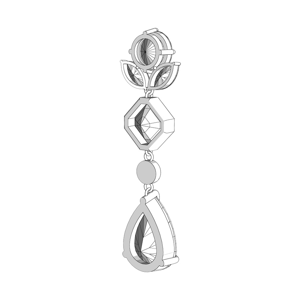 【3Dモデルデータ】ペンダント7 : ペンダント兼用ピアス(各3種)【3D model pendant7】