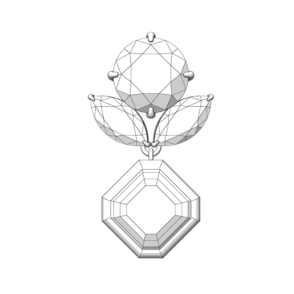 【3Dモデルデータ】ペンダント7 : ペンダント兼用ピアス(各3種)【3D model pendant7】