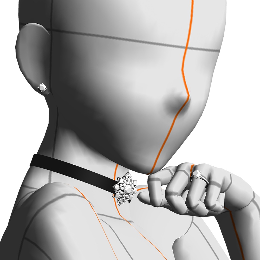 【3Dモデルデータ】ピアス5: ケース付き(4つ爪)【Pierced earrings (with case)】