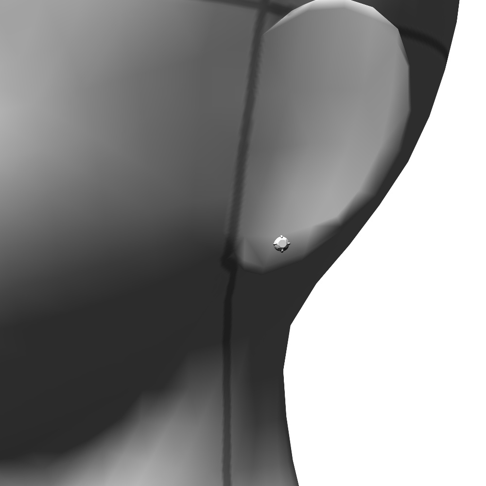 【3Dモデルデータ】ピアス5: ケース付き(4つ爪)【Pierced earrings (with case)】