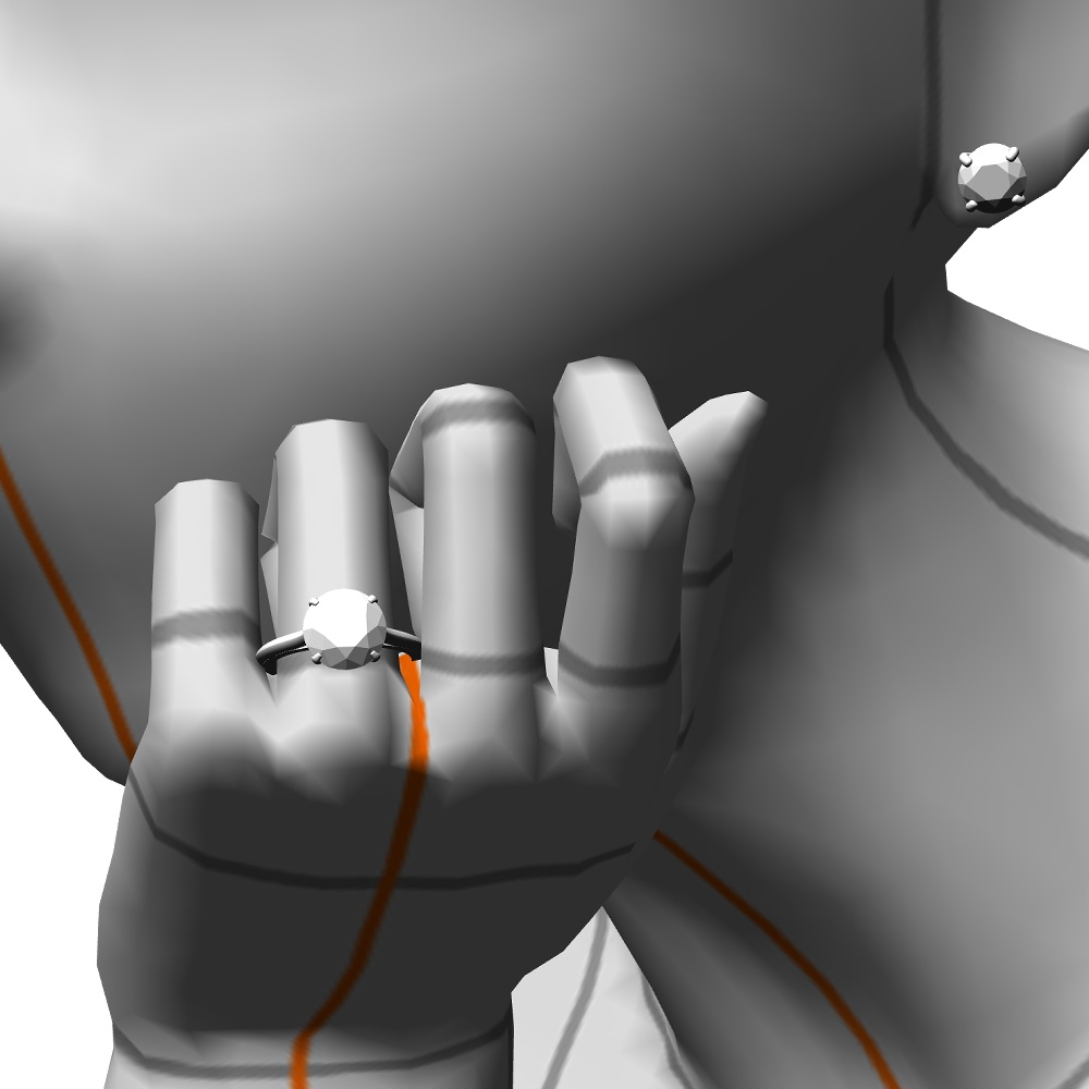 【3Dモデルデータ】ピアス5: ケース付き(4つ爪)【Pierced earrings (with case)】