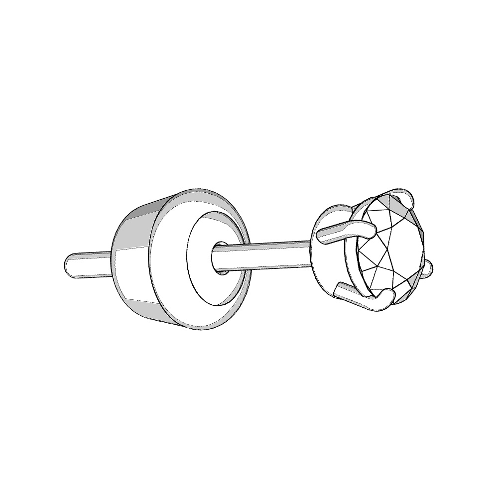 【3Dモデルデータ】ピアス5: ケース付き(4つ爪)【Pierced earrings (with case)】