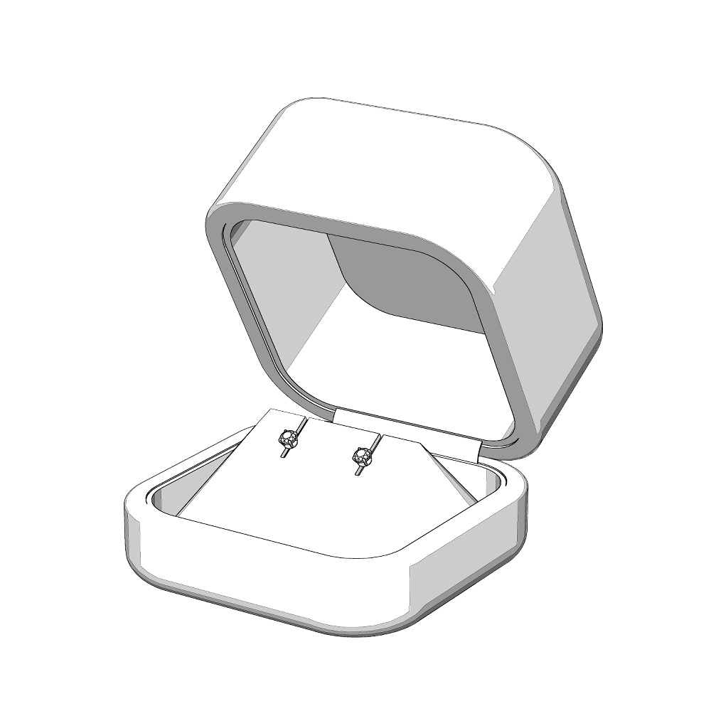 【3Dモデルデータ】ピアス5: ケース付き(4つ爪)【Pierced earrings (with case)】