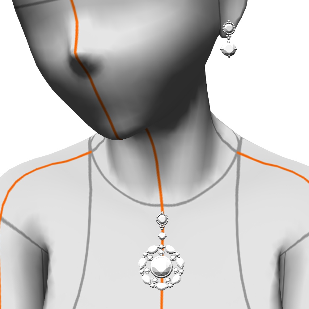 【3Dモデルデータ】ピアス5: ケース付き(4つ爪)【Pierced earrings (with case)】