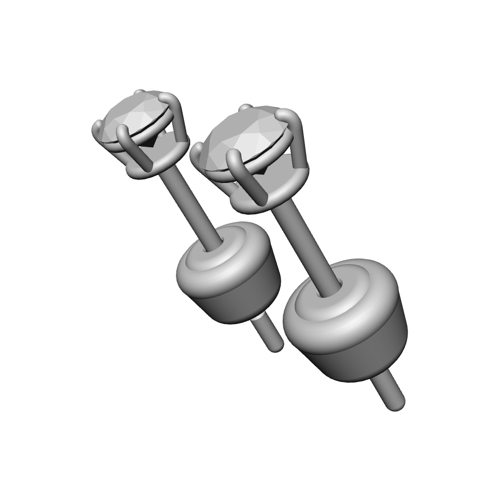 【3Dモデルデータ】ピアス5: ケース付き(4つ爪)【Pierced earrings (with case)】