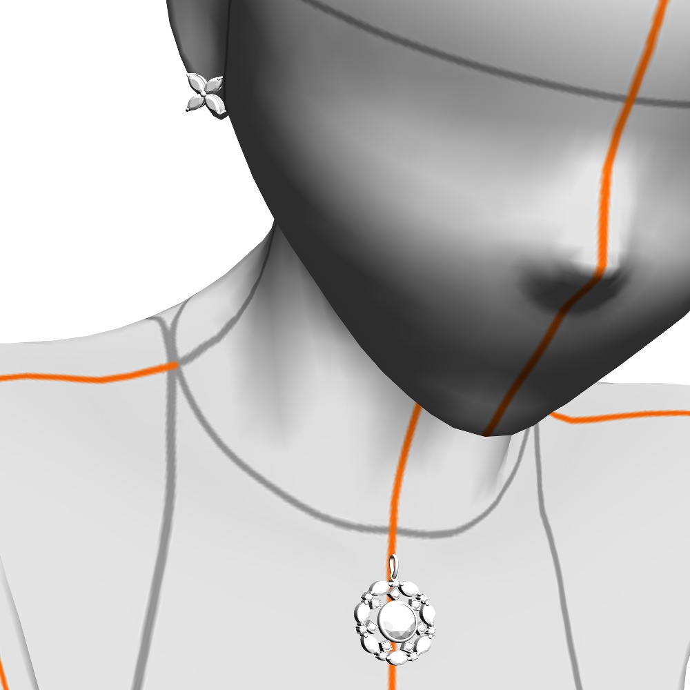 【3Dモデルデータ】リング15+ピアス6(セットジュエリー)【3D model ring15-earring6】