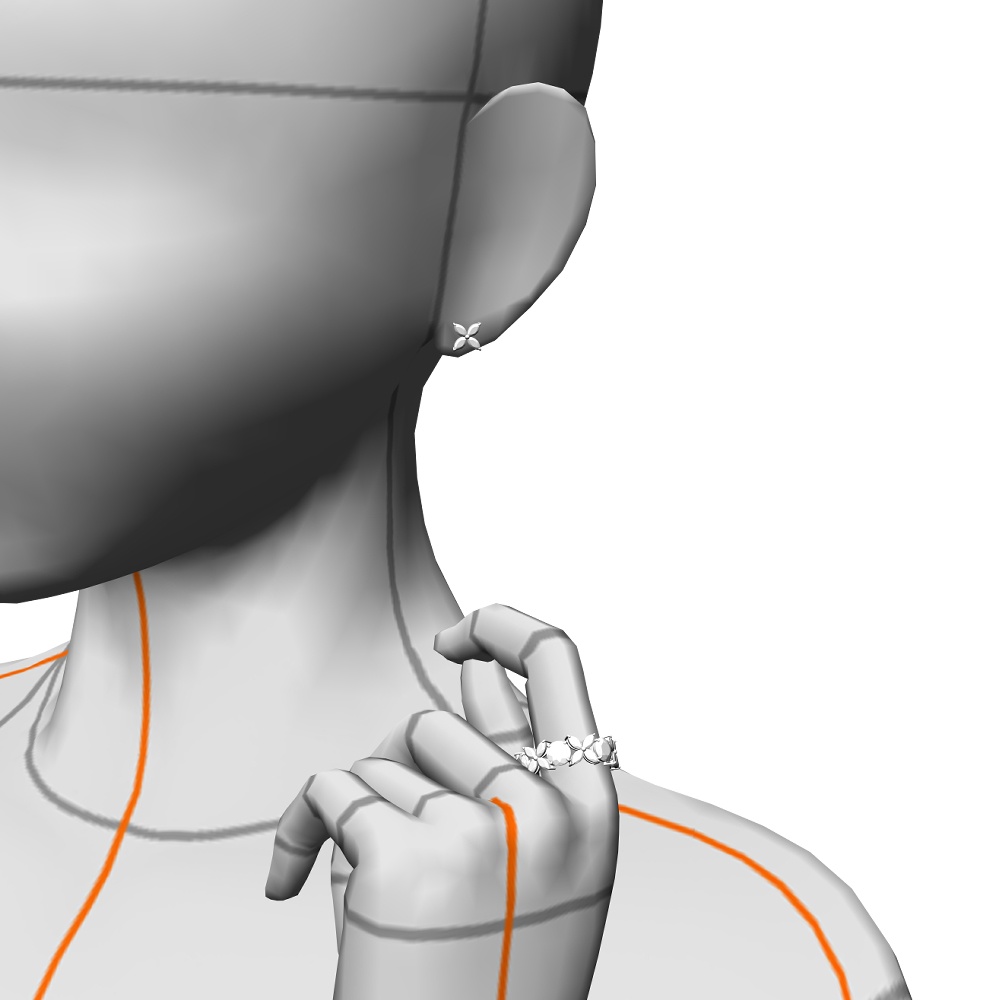 【3Dモデルデータ】リング15+ピアス6(セットジュエリー)【3D model ring15-earring6】