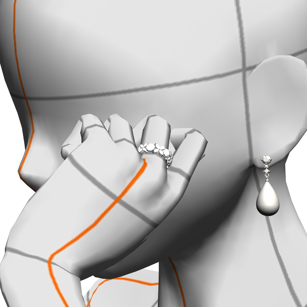 【3Dモデルデータ】リング15+ピアス6(セットジュエリー)【3D model ring15-earring6】