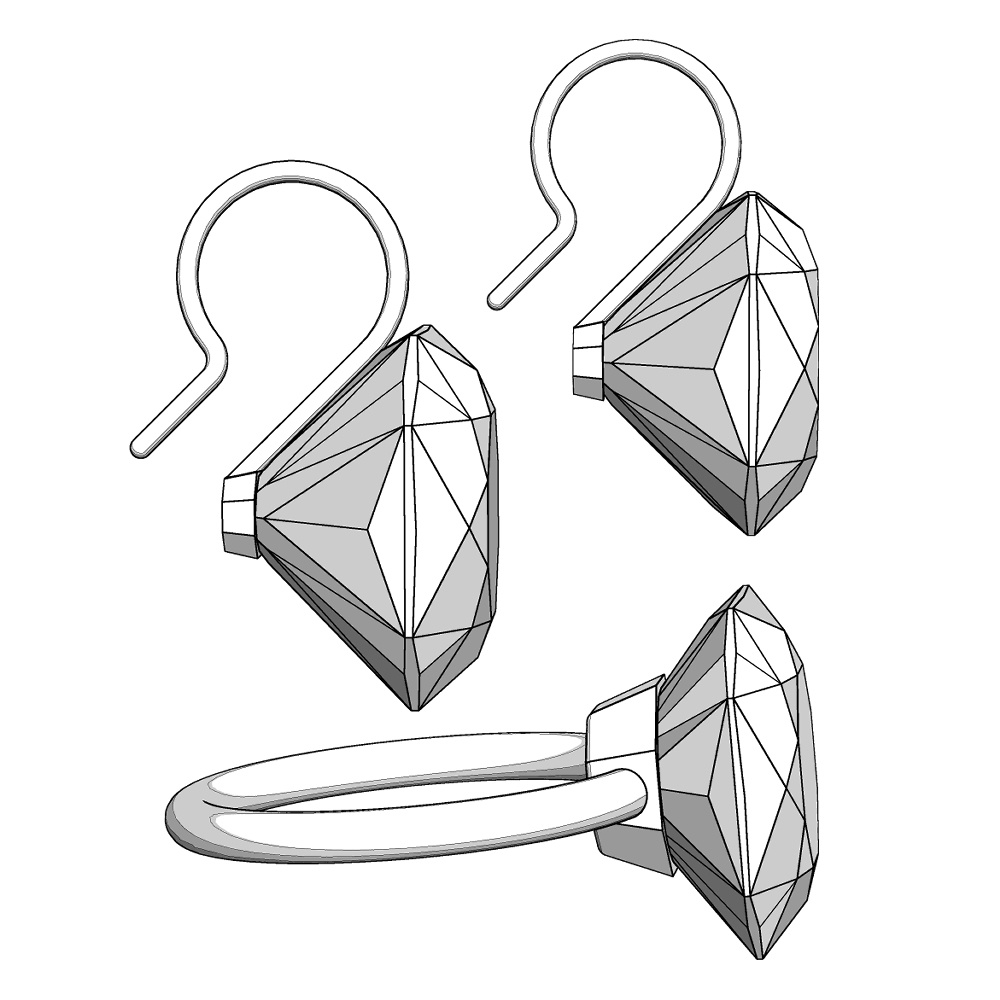 【3Dモデルデータ】リング16+ピアス8【Pierced ring16+earrings8】