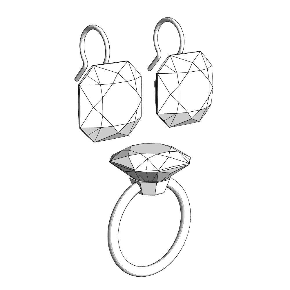 【3Dモデルデータ】リング16+ピアス8【Pierced ring16+earrings8】