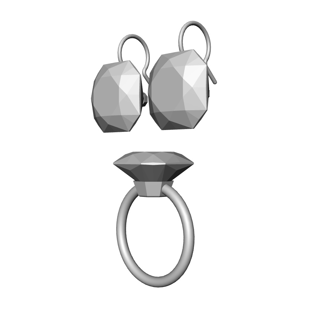 【3Dモデルデータ】リング16+ピアス8【Pierced ring16+earrings8】