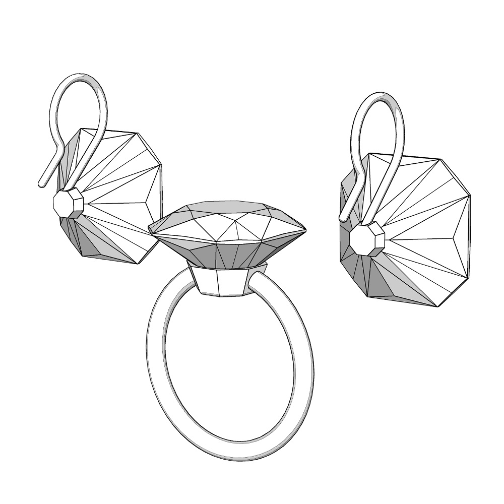 【3Dモデルデータ】リング16+ピアス8【Pierced ring16+earrings8】