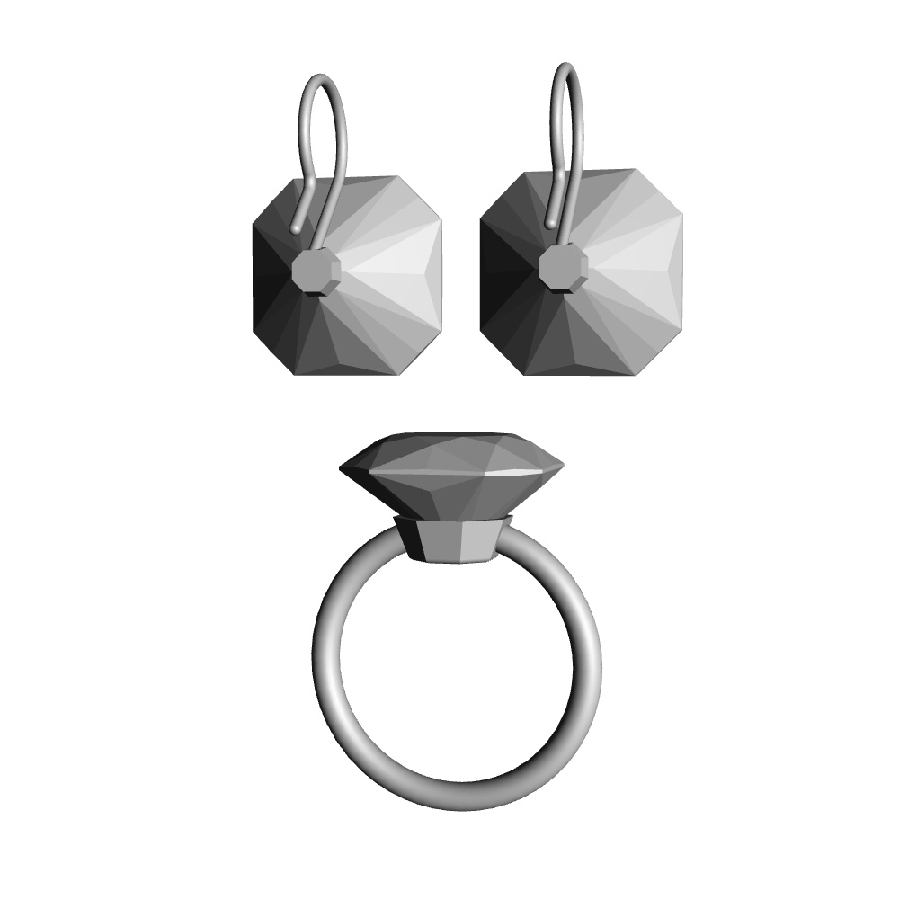 【3Dモデルデータ】リング16+ピアス8【Pierced ring16+earrings8】