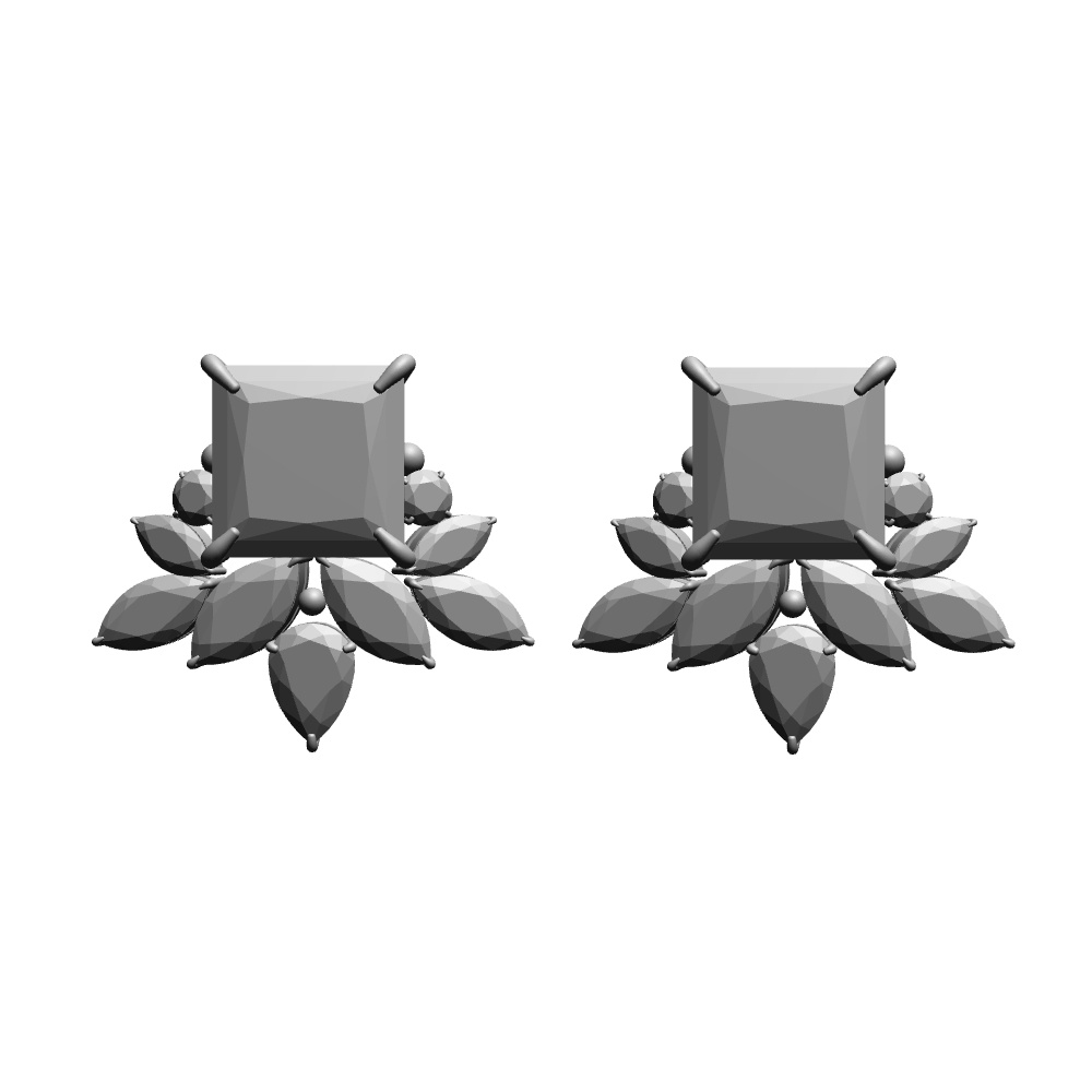 【3Dモデルデータ】ピアス11 : ペンダント兼用 各2種類【Pierced earring11】
