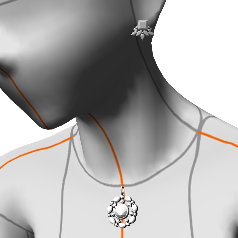 【3Dモデルデータ】ピアス11 : ペンダント兼用 各2種類【Pierced earring11】