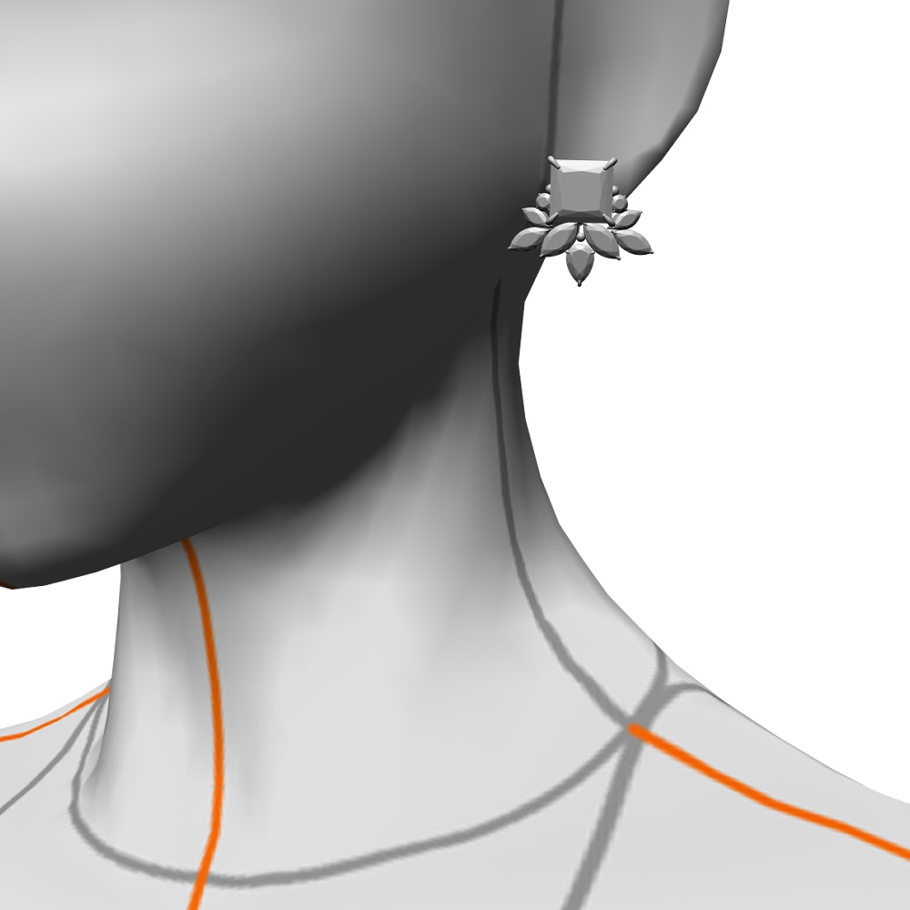 【3Dモデルデータ】ピアス11 : ペンダント兼用 各2種類【Pierced earring11】