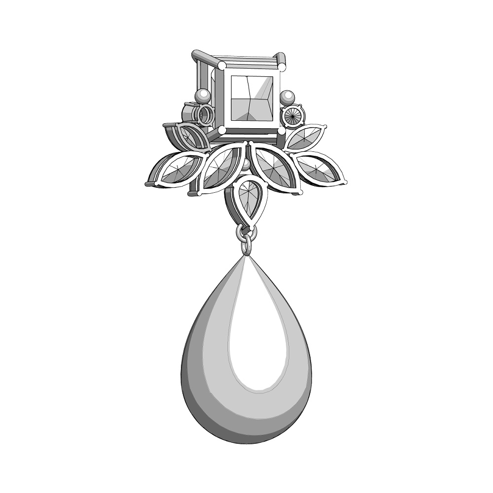 【3Dモデルデータ】ピアス11 : ペンダント兼用 各2種類【Pierced earring11】