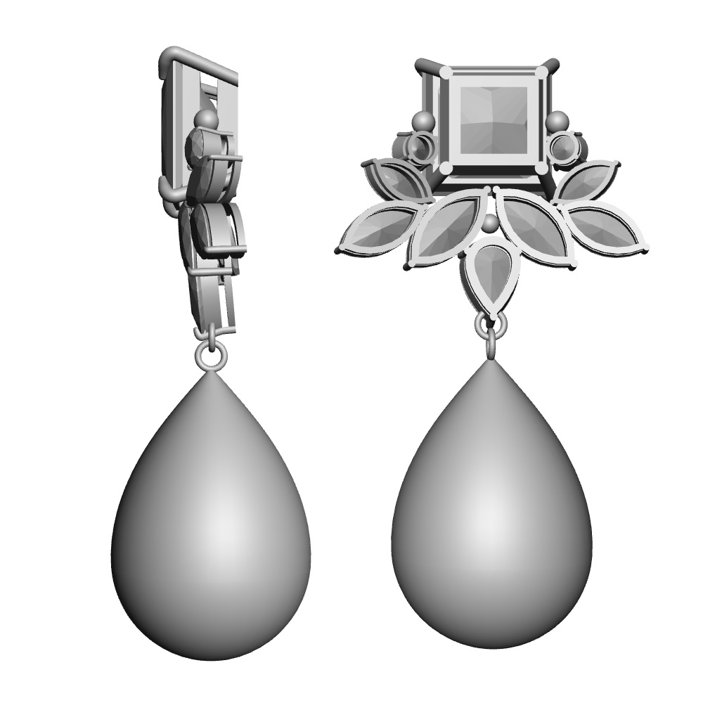 【3Dモデルデータ】ピアス11 : ペンダント兼用 各2種類【Pierced earring11】