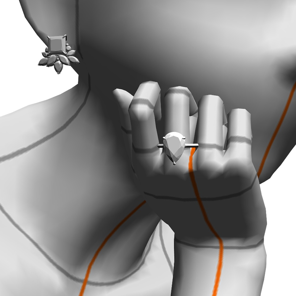 【3Dモデルデータ】ピアス11 : ペンダント兼用 各2種類【Pierced earring11】