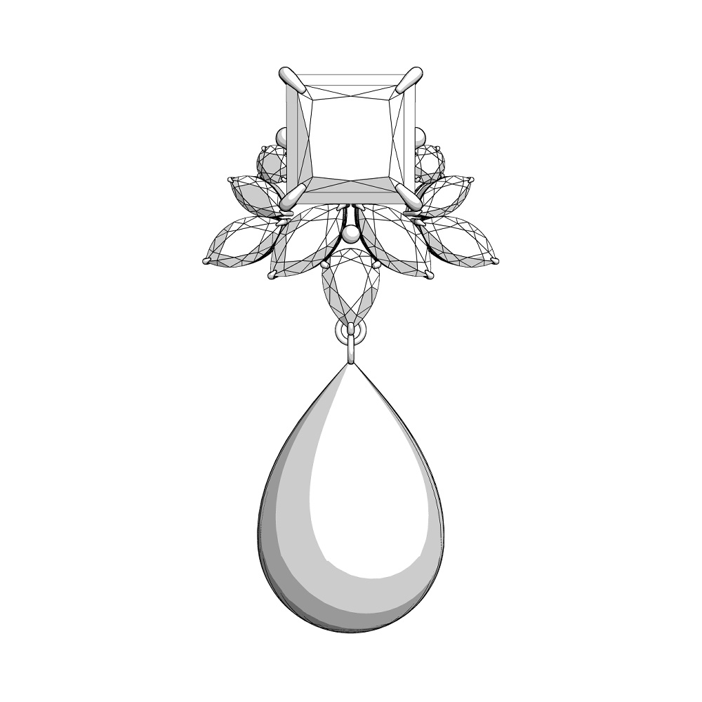 【3Dモデルデータ】ピアス11 : ペンダント兼用 各2種類【Pierced earring11】