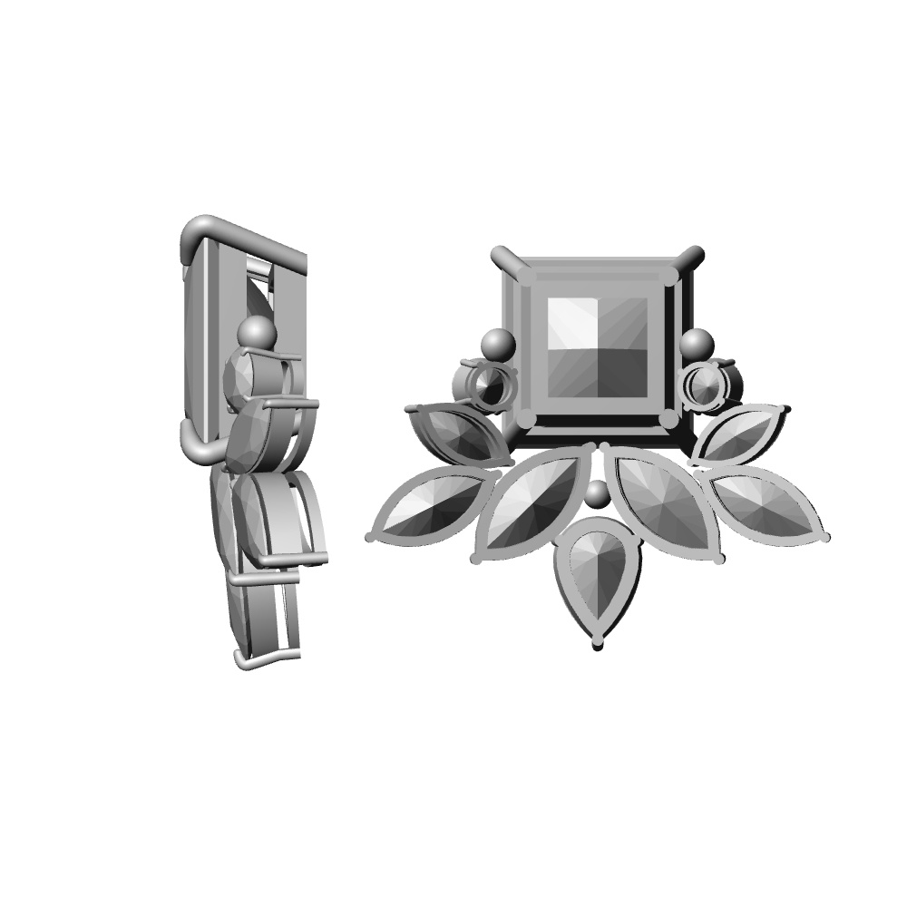 【3Dモデルデータ】ピアス11 : ペンダント兼用 各2種類【Pierced earring11】