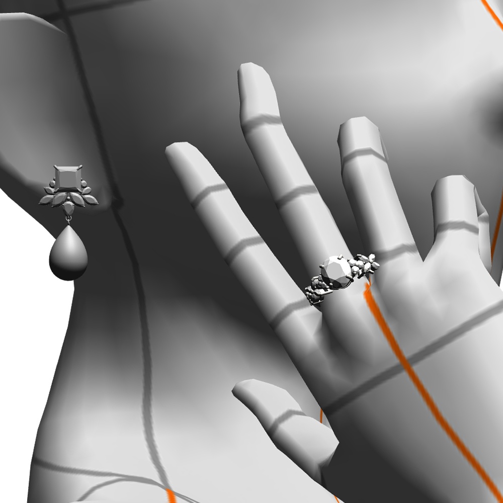 【3Dモデルデータ】ピアス11 : ペンダント兼用 各2種類【Pierced earring11】