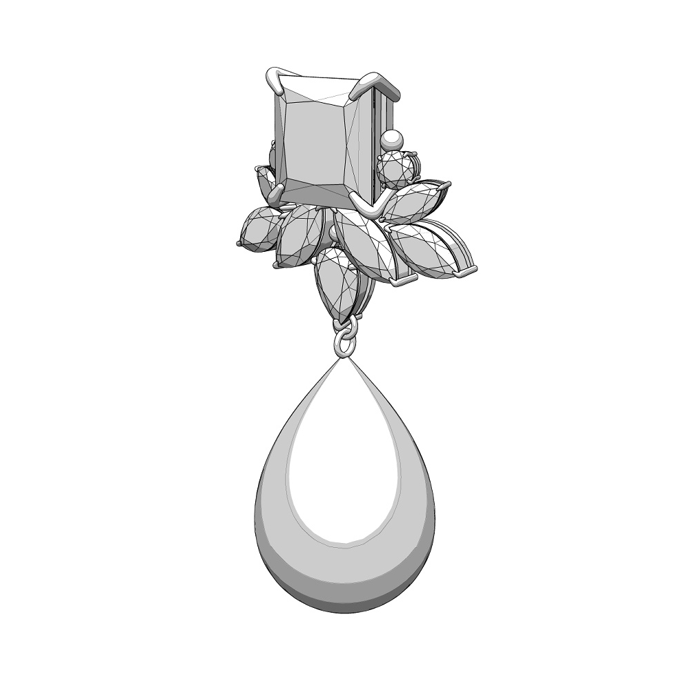 【3Dモデルデータ】ピアス11 : ペンダント兼用 各2種類【Pierced earring11】