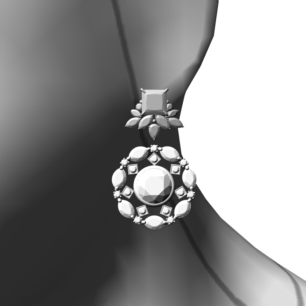 【3Dモデルデータ】ピアス11 : ペンダント兼用 各2種類【Pierced earring11】