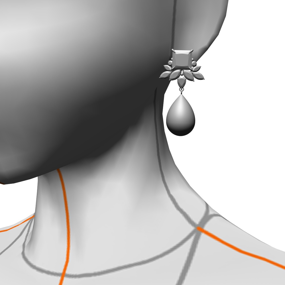 【3Dモデルデータ】ピアス11 : ペンダント兼用 各2種類【Pierced earring11】