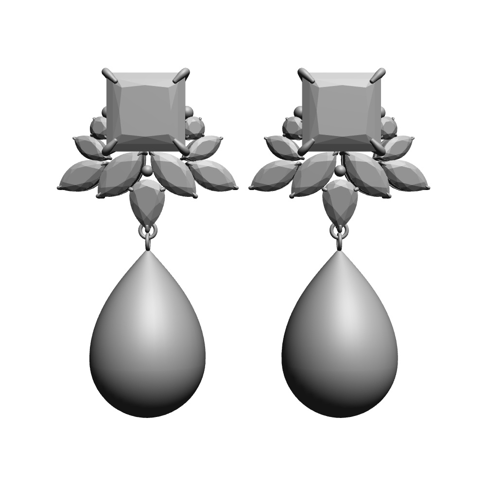 【3Dモデルデータ】ピアス11 : ペンダント兼用 各2種類【Pierced earring11】