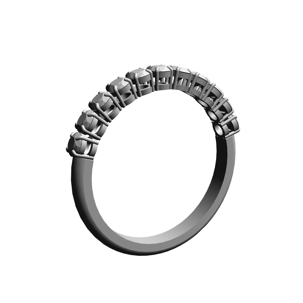 【3Dモデルデータ】リング20 : ケース付きのペアリング(ハーフエタニティリング+甲丸)【3Dmodel deta partnerring20】