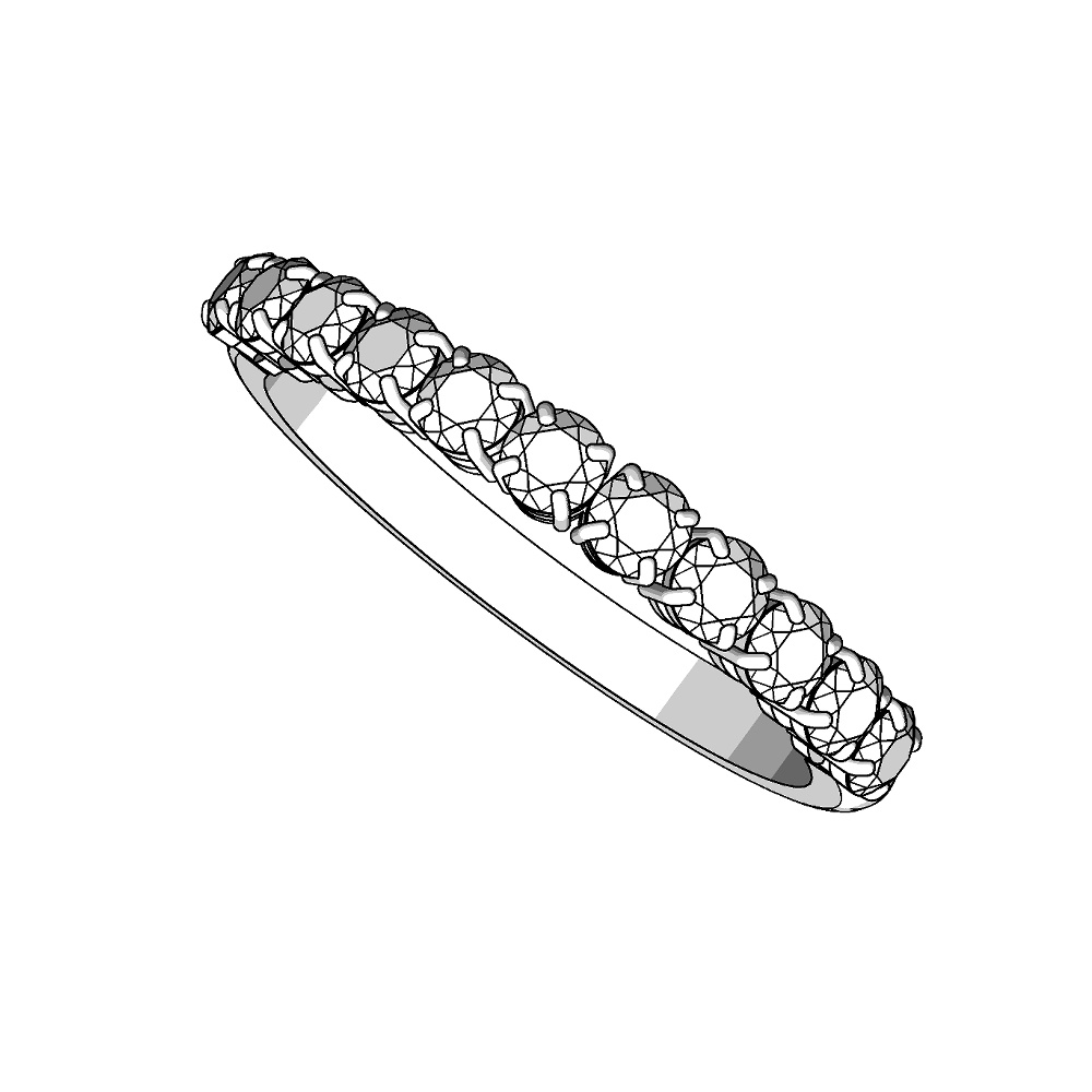 【3Dモデルデータ】リング20 : ケース付きのペアリング(ハーフエタニティリング+甲丸)【3Dmodel deta partnerring20】