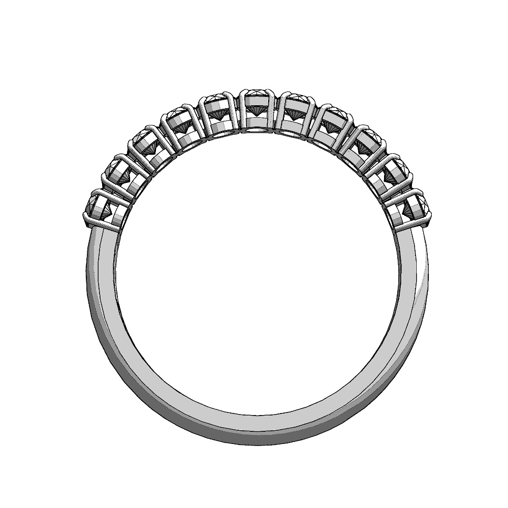 【3Dモデルデータ】リング20 : ケース付きのペアリング(ハーフエタニティリング+甲丸)【3Dmodel deta partnerring20】